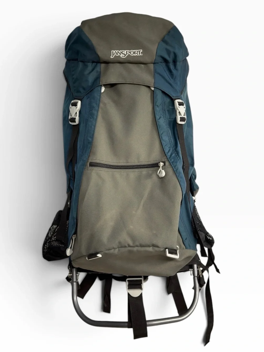 Vintage JanSport Carson 80L External Frame Hiking Backpack Gray Aluminum Pack